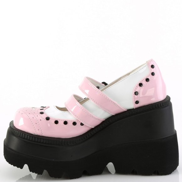 Goth Wedge Platform Wingtip Maryjane Shoes - Picture 3 of 5